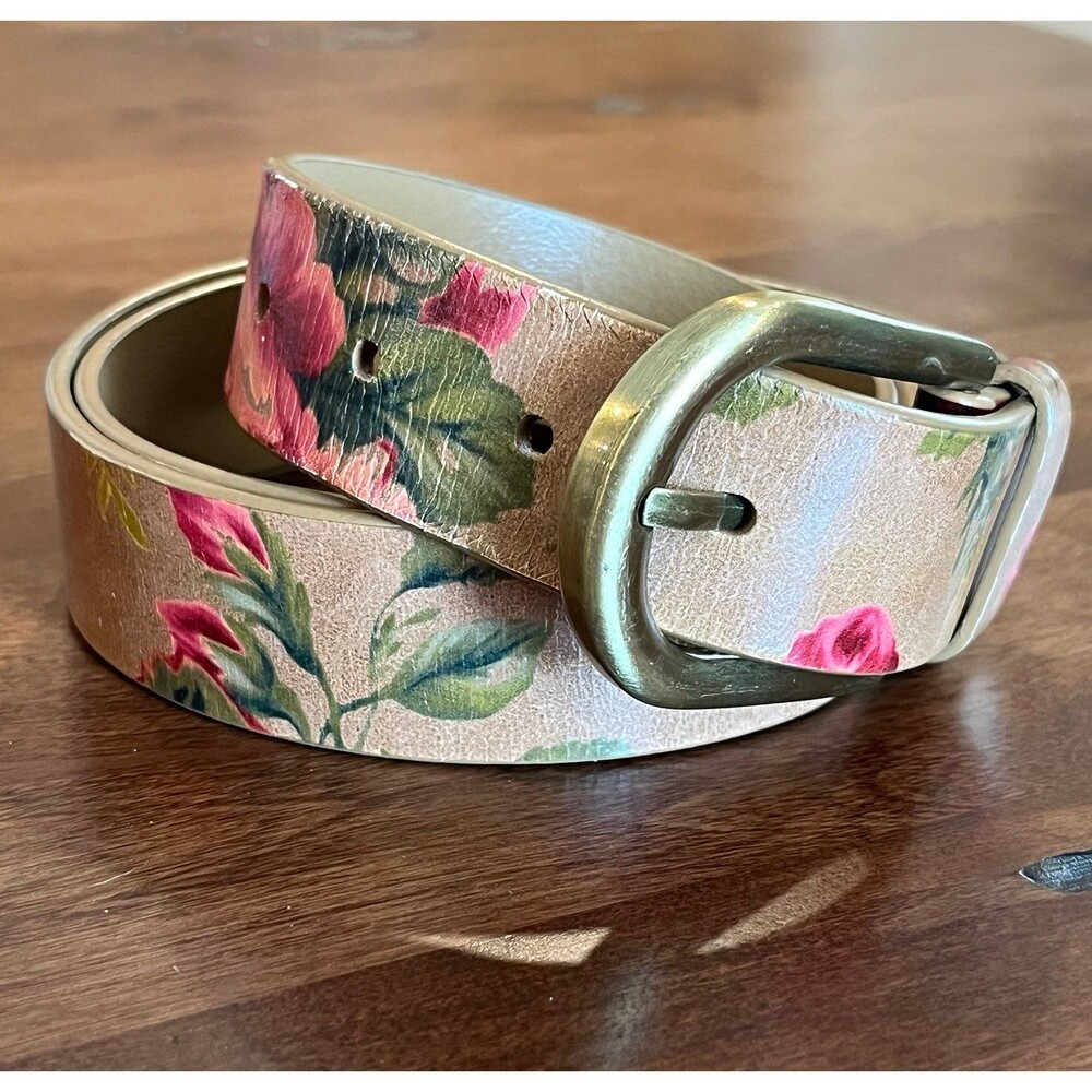 Patricia Nash Vietri Floral Leather Brown Belt Size Large - Picture 11 of 12